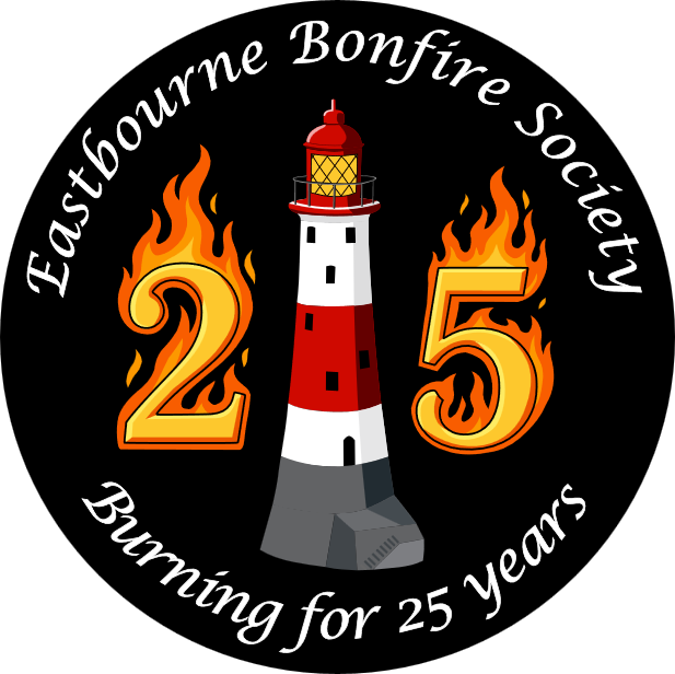 Image showing our 25th anniversary logo. The Beachy Head Lighthouse is surrounded by a large flaming 2 and 5. Text reads Burning for 25 years