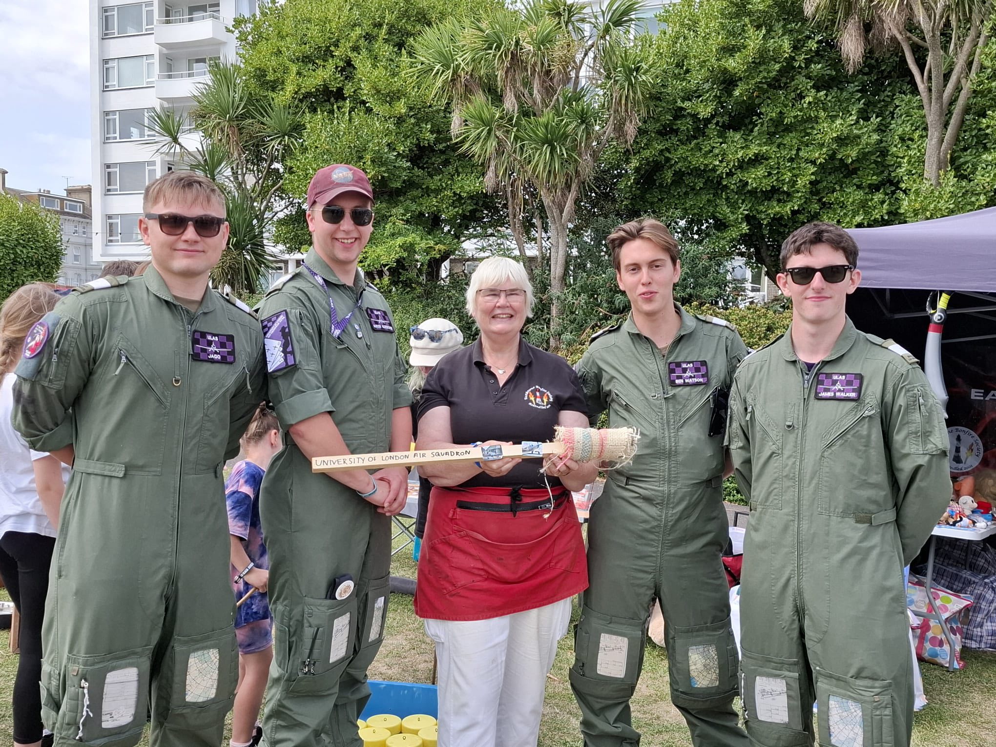 A member of our fundraising team posing with RAF volunteers